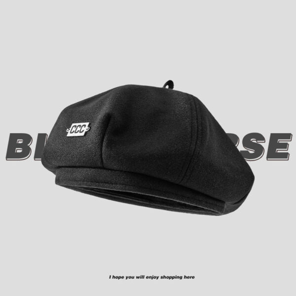 Autumn And Winter New Metal Standard Beret Children Big Head Circumference Show Face Small Reverse Wear Woolen Forward Hat - Image 20