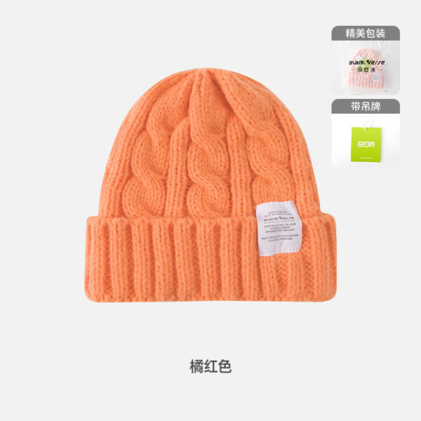 Solid Color Twist Female Autumn And Winter Student Warm Ear Protection Knitted Hat Couple Versatile Cold Hat - Image 20