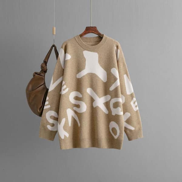 2024 Autumn And Winter New Knitted Sweater Women'S Medium And Long Jacquard Loose Bottoming Shirt Top - Image 7