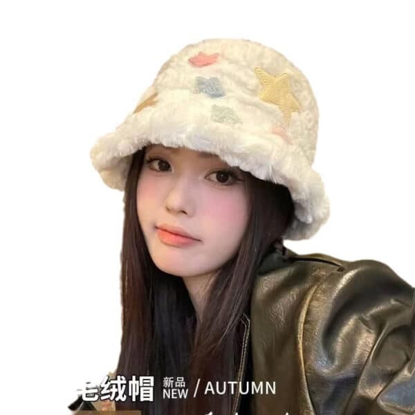Fisherman'S Hat Children Autumn And Winter Thickened Plush Cute Basin Hat Versatile Face Small Cold Hat - Image 5