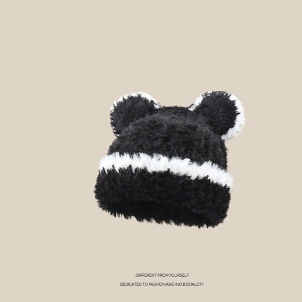 New Knitted Hat Children'S Winter Wool Stripes Show A Small Face Plush Warm Thickened Large Head Circumference Ear Protectors Stacking Hat - Image 25