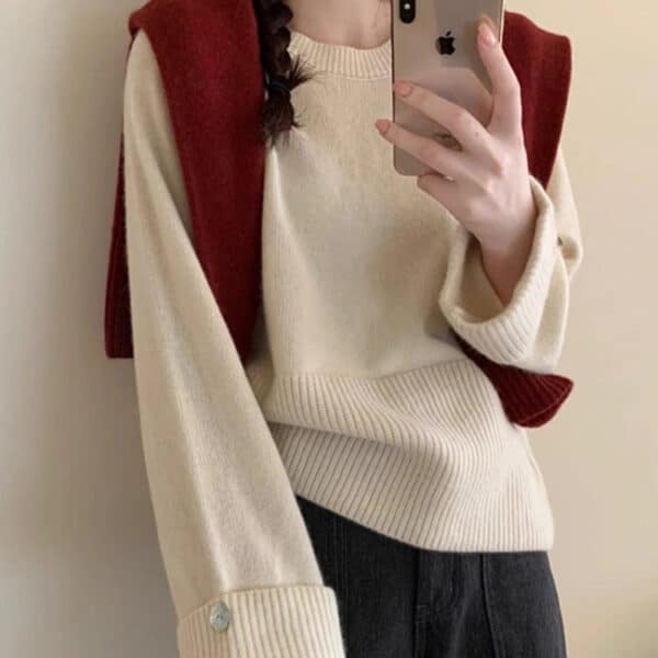 Loose Soft Waxy Comfortable And Thin Pullover Sweater Women'S Lazy Style Long-Sleeved Outer Wear Knitted Sweater - Image 5