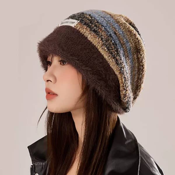Maillard Pile Hat Children Winter Big Head Circumference Showing Face Small Wool Hat Warm Confinement Bag Head Knitted Cold Hat - Image 2