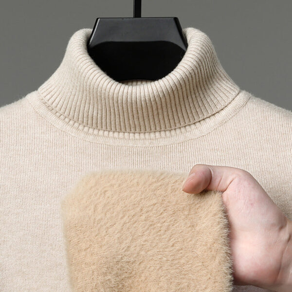 Semi-Turtleneck Fleece Thickened Men'S Winter New Warm Integrated Fleece, Bottomed Knitted Sweater - Image 8