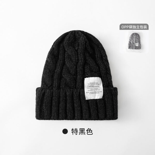 Solid Color Twist Female Autumn And Winter Student Warm Ear Protection Knitted Hat Couple Versatile Cold Hat - Image 33
