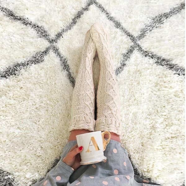 Quality Fashion Twist Flanged Knitted Long Tube Over Knee Stacking Socks Women, Solid Color Medium Long Tube Wool - Image 5