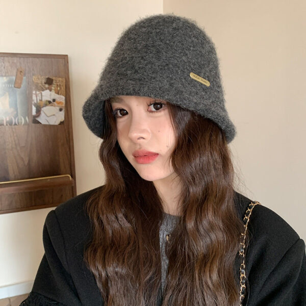 Retro Wool Hat Autumn And Winter Women'S Warm Ear Protection Versatile Face Small Color Matching Warm Knitted Bucket Hat - Image 17