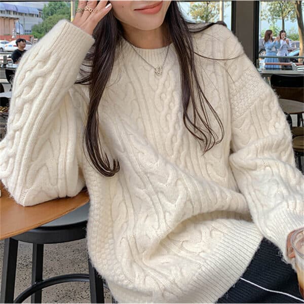 Loose And Gentle Wind Twist Pullover Women'S New Thick Soft Waxy Lazy Wind Knitted Sweater - Image 2
