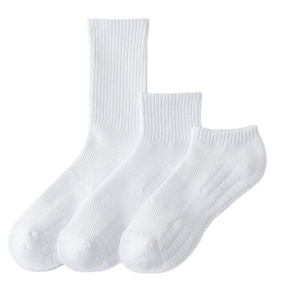 5 Prs-Men'S Medium Tube Socks Terry Socks Towel Bottom Sports Cotton White Stockings Basketball Socks - Image 2