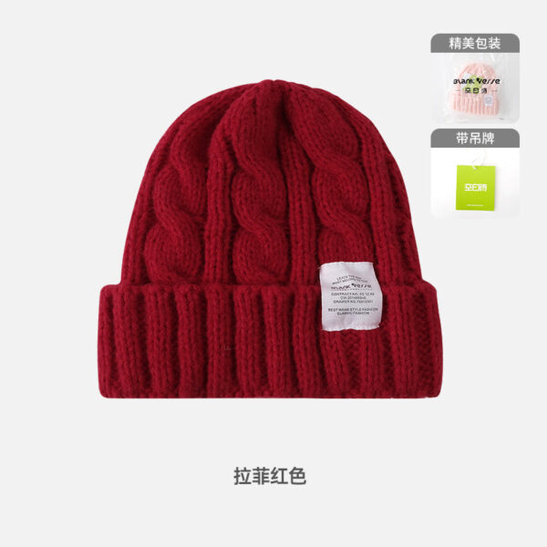 Solid Color Twist Female Autumn And Winter Student Warm Ear Protection Knitted Hat Couple Versatile Cold Hat - Image 15