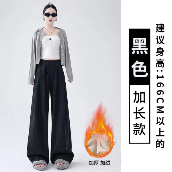 Dark Gray Glutinous Rice Casual Pants Women'S Straight Autumn And Winter New Large Size  Wide-Leg Pants - Image 18