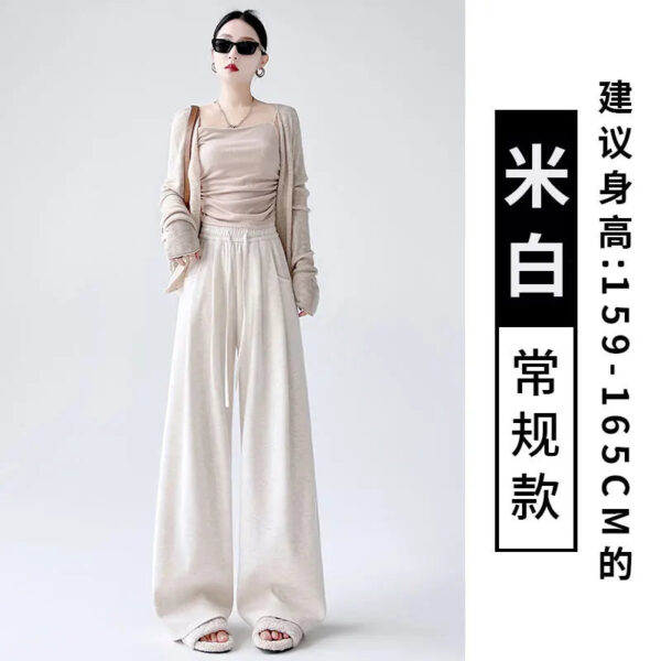 Dark Gray Glutinous Rice Casual Pants Women'S Straight Autumn And Winter New Large Size  Wide-Leg Pants - Image 6