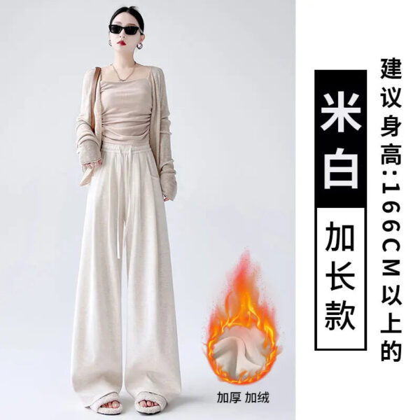 Dark Gray Glutinous Rice Casual Pants Women'S Straight Autumn And Winter New Large Size  Wide-Leg Pants - Image 21