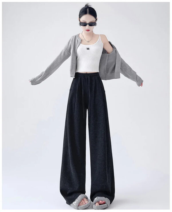 Dark Gray Glutinous Rice Casual Pants Women'S Straight Autumn And Winter New Large Size  Wide-Leg Pants - Image 2