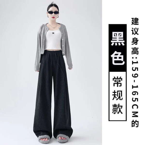Dark Gray Glutinous Rice Casual Pants Women'S Straight Autumn And Winter New Large Size  Wide-Leg Pants - Image 9
