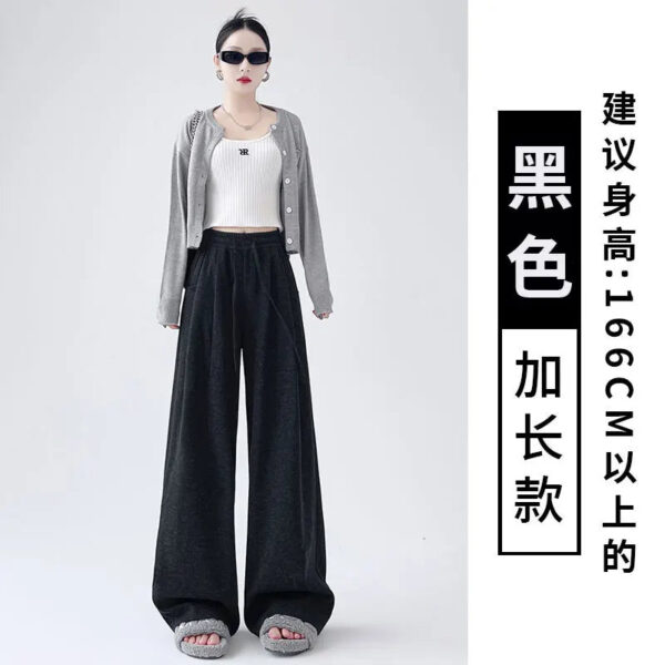 Dark Gray Glutinous Rice Casual Pants Women'S Straight Autumn And Winter New Large Size  Wide-Leg Pants - Image 10