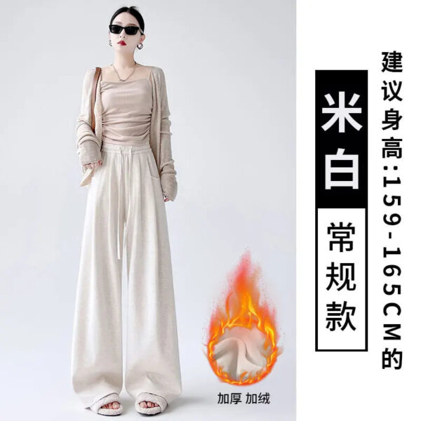 Dark Gray Glutinous Rice Casual Pants Women'S Straight Autumn And Winter New Large Size  Wide-Leg Pants - Image 25