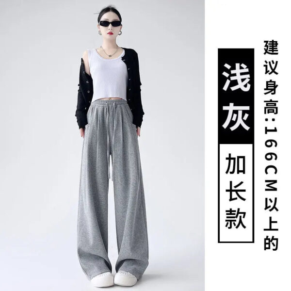 Dark Gray Glutinous Rice Casual Pants Women'S Straight Autumn And Winter New Large Size  Wide-Leg Pants - Image 11