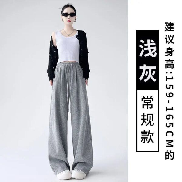 Dark Gray Glutinous Rice Casual Pants Women'S Straight Autumn And Winter New Large Size  Wide-Leg Pants - Image 7