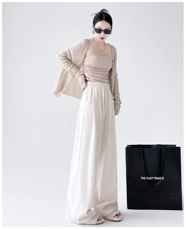 Dark Gray Glutinous Rice Casual Pants Women'S Straight Autumn And Winter New Large Size  Wide-Leg Pants - Image 4