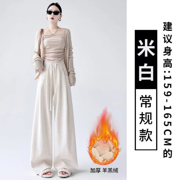 Dark Gray Glutinous Rice Casual Pants Women'S Straight Autumn And Winter New Large Size  Wide-Leg Pants - Image 28