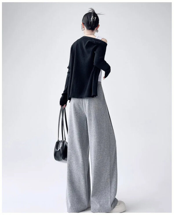 Dark Gray Glutinous Rice Casual Pants Women'S Straight Autumn And Winter New Large Size  Wide-Leg Pants - Image 3