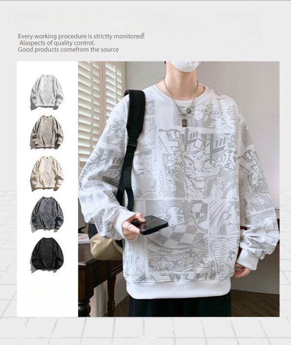 Autumn And Winter Large Size Street Animation Printed Sweater Men'S Top Loose And Versatile - Image 5