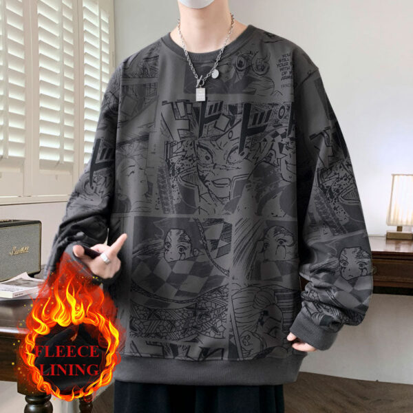 Autumn And Winter Large Size Street Animation Printed Sweater Men'S Top Loose And Versatile - Image 2