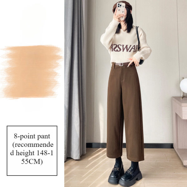 Autumn And Winter New High-Waisted Nine-Point Straight-Leg Woolen Pants With Fleece Harlan Boots Casual Pants For Women - Image 6