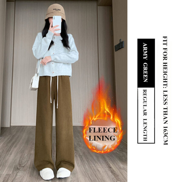 Wide-Leg Women'S Autumn And Winter Fleece Thickened Corduroy Casual Narrow Straight-Leg Women'S Pants - Image 3