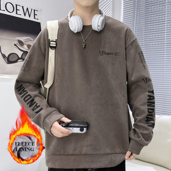 Autumn And Winter Street Trend Suede Sweater Men'S Loose Versatile Top - Image 4