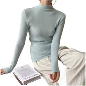Half Turtleneck Candy-colored Sweater for Women's New Simple Slim-fitting Knitted Sweater