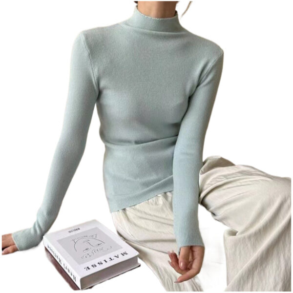 Half Turtleneck Candy-Colored Sweater For Women'S New Simple Slim-Fitting Knitted Sweater