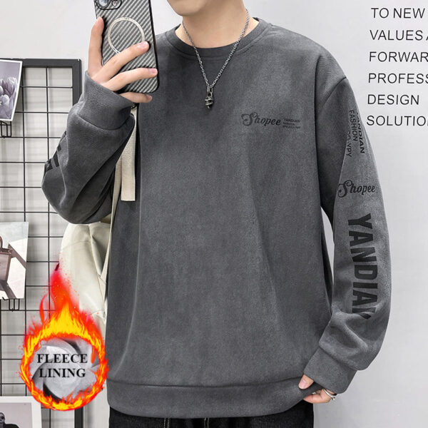 Autumn And Winter Street Trend Suede Sweater Men'S Loose Versatile Top - Image 2