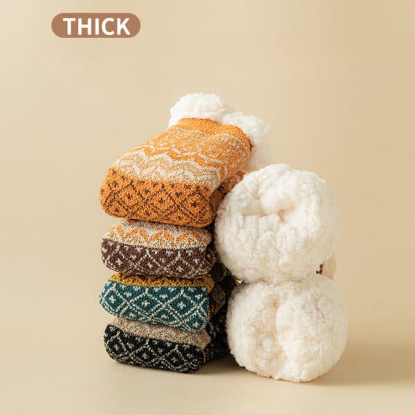 Lamb Wool Floor Socks Children'S Autumn And Winter Fleece Thickened Warm Non-Slip Silicone Home Socks - Image 3