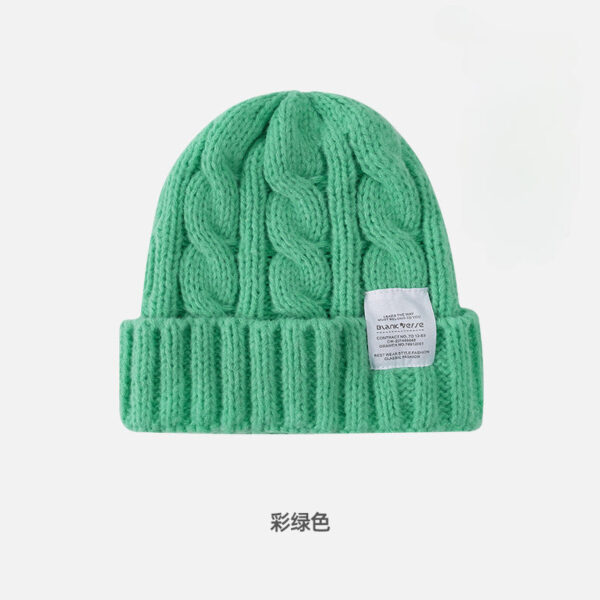Solid Color Twist Female Autumn And Winter Student Warm Ear Protection Knitted Hat Couple Versatile Cold Hat - Image 6