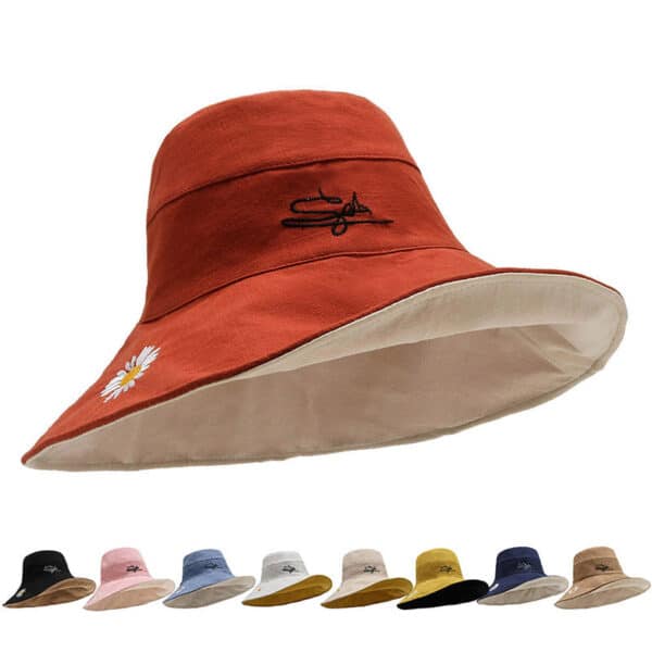 Reversible Cotton  Lady Caps Embroidered Popular Bucket Hat